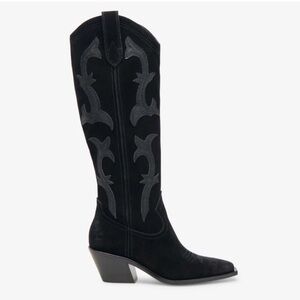 NEW Dolce Vita Black Onyx Suede Samare Cowboy Tall Western Boots Size 6.5